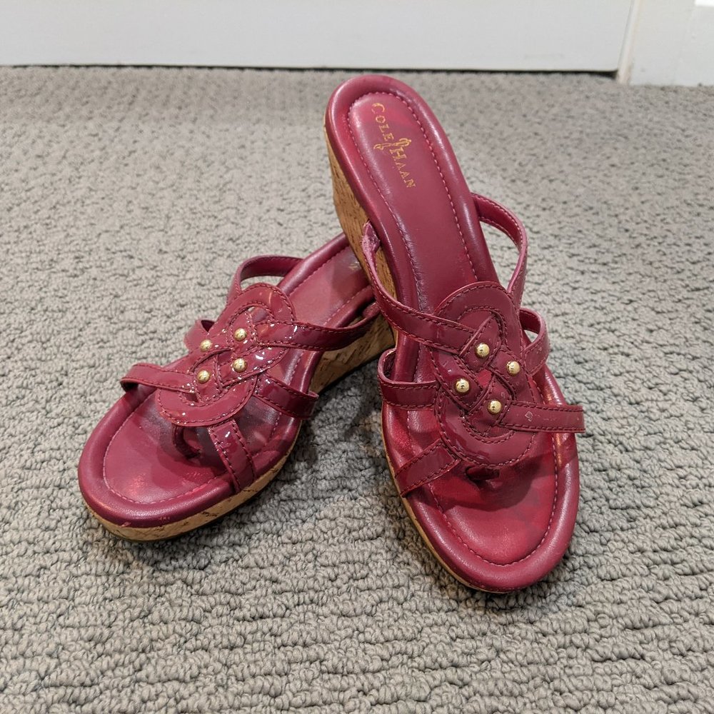 Cole Haan Thong Wedge Sandals Pink antislip bottom